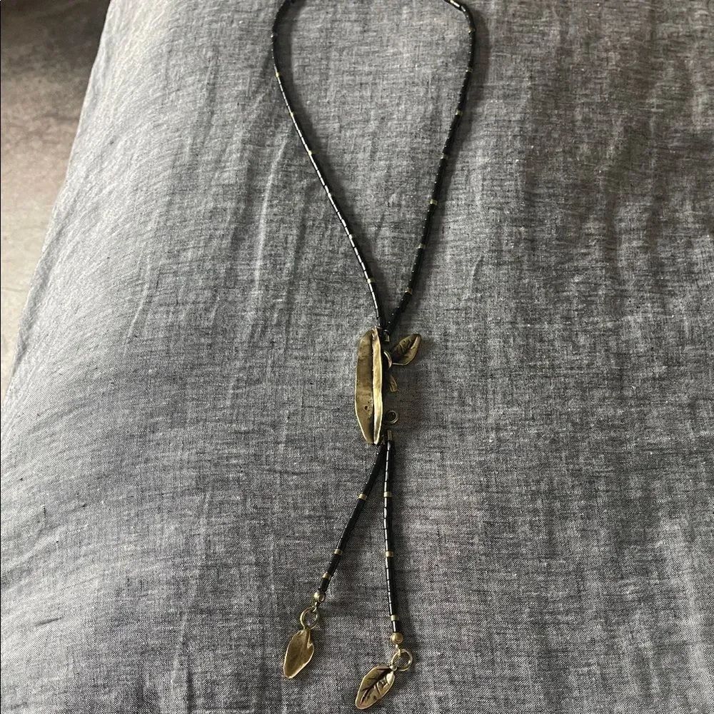 Elegant Black beaded and bronze handmade Necklace